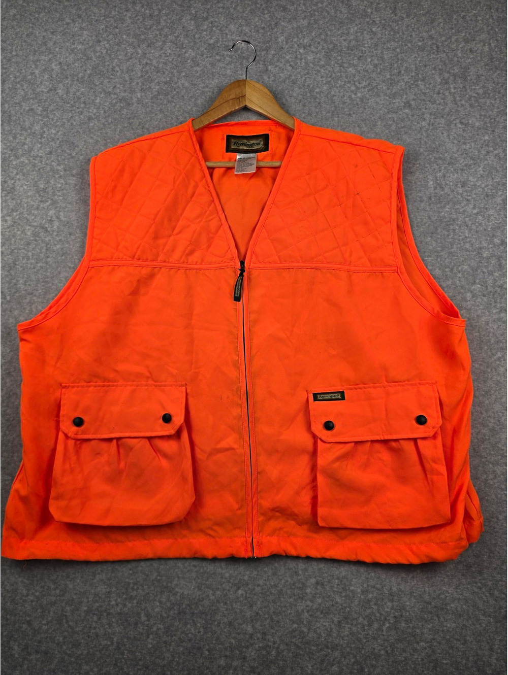 Remington Men's 2XL Orange Polyester Hunting Vest Full Zip Pockets High Vis